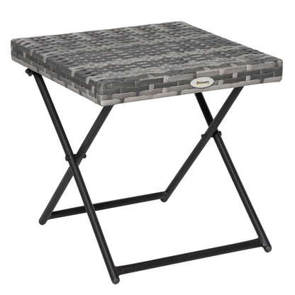 Folding Square Rattan Coffee Table Bistro Balcony Garden Steel  Esterno