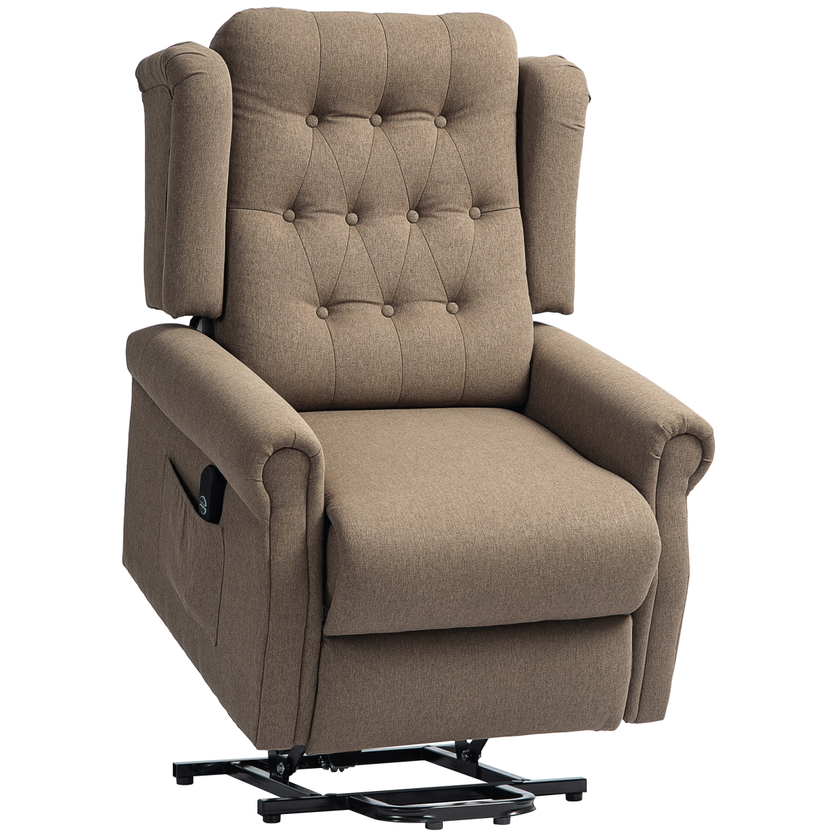 Aurora Power Lift Recliner Armchair with Wingback, Button Tufted, Brown