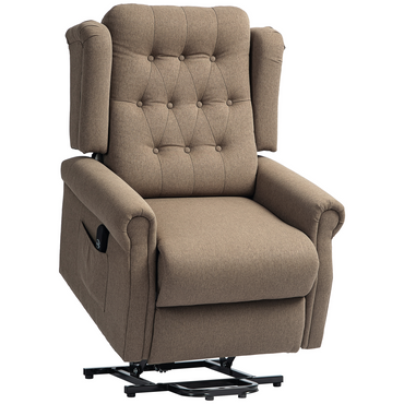 Aurora Power Lift Recliner Armchair with Wingback, Button Tufted, Brown
