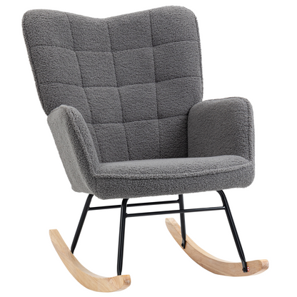 Aurora Wingback Rocking Chair for Nursing w/ Steel Frame