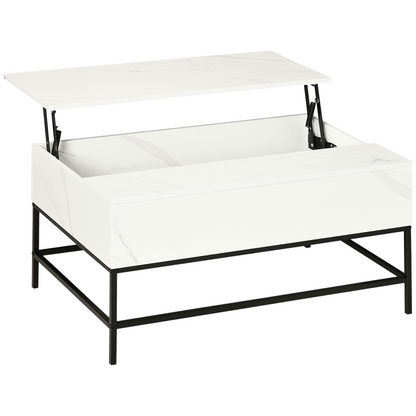 Aurora Lift Top Coffee Table W/ Hidden Storage Compartment, White