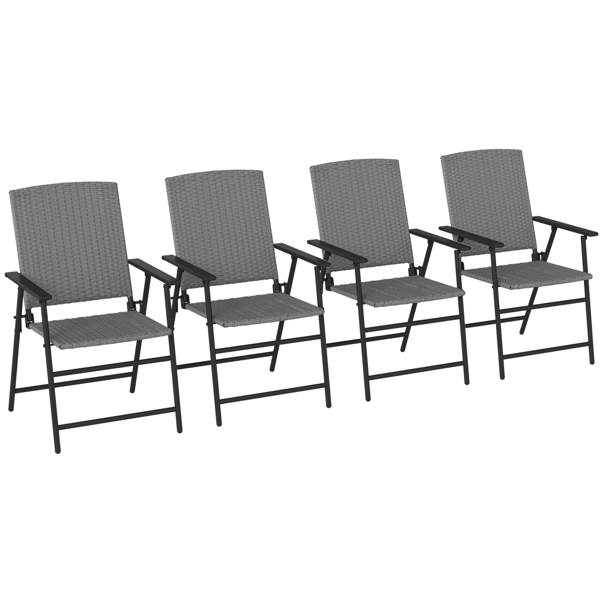 Esterno 4pcs Rattan Chair Foldable Garden Furniture w/ Armrest Grey