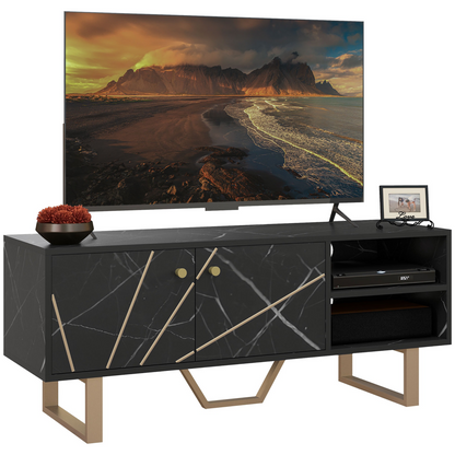 Aurora TV Unit for Living Room, TV Stand, Black Marble