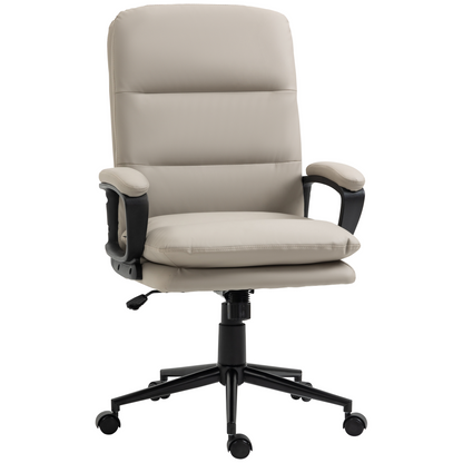 Luna PU Leather Office Chair for Home with Arm, Adjustable Height, Grey