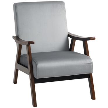 Aurora Velvet Armchair with Solid Wood Frame and Thick Padded