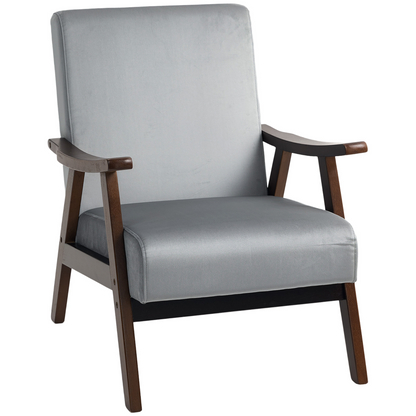 Aurora Velvet Armchair with Solid Wood Frame and Thick Padded