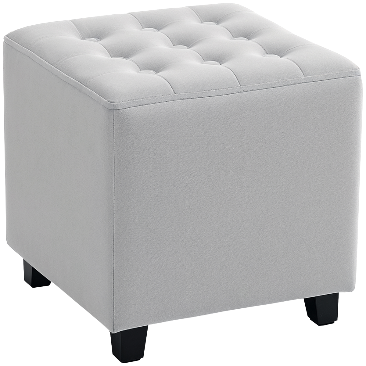 Aurora Square Footstool Small Ottoman with Wood Legs for Bedroom