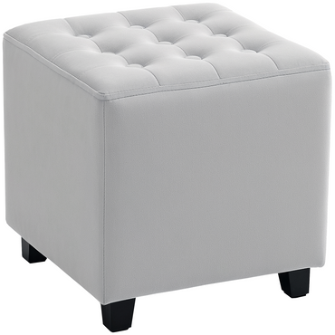 Aurora Square Footstool Small Ottoman with Wood Legs for Bedroom