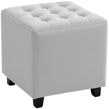 Aurora Square Footstool Small Ottoman with Wood Legs for Bedroom