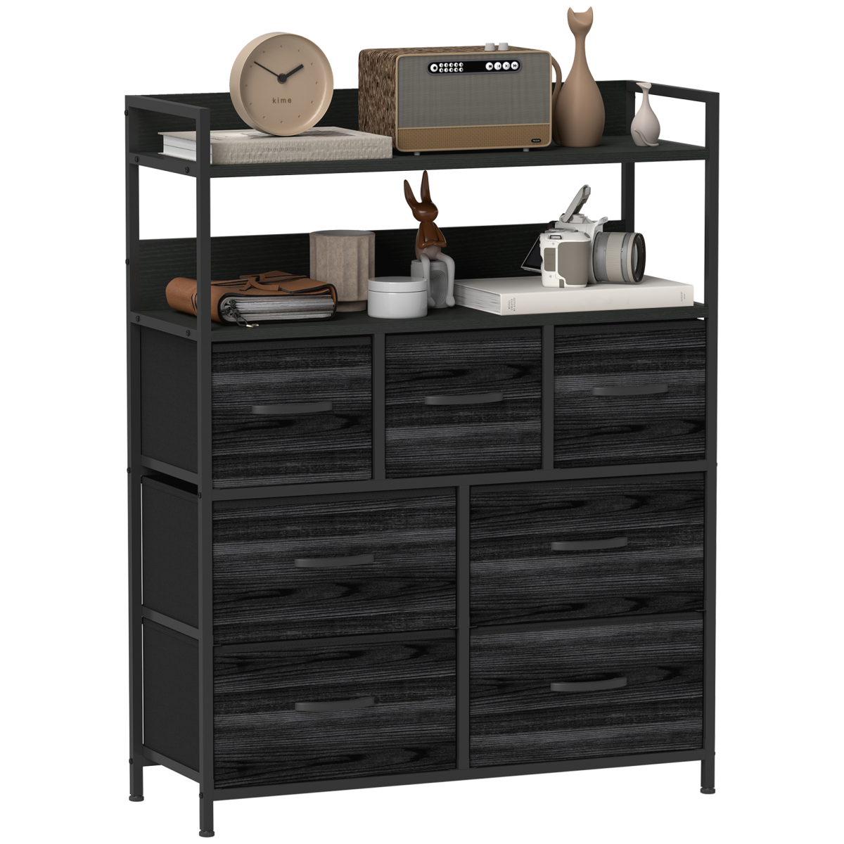 Aurora Bedroom Chest of Drawers 7 Drawer Dresser w/ Shelves