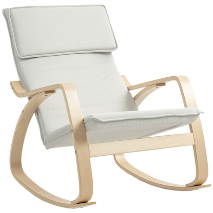 Aurora Comfortable Relax Rocking Chair with High Back, Cream White