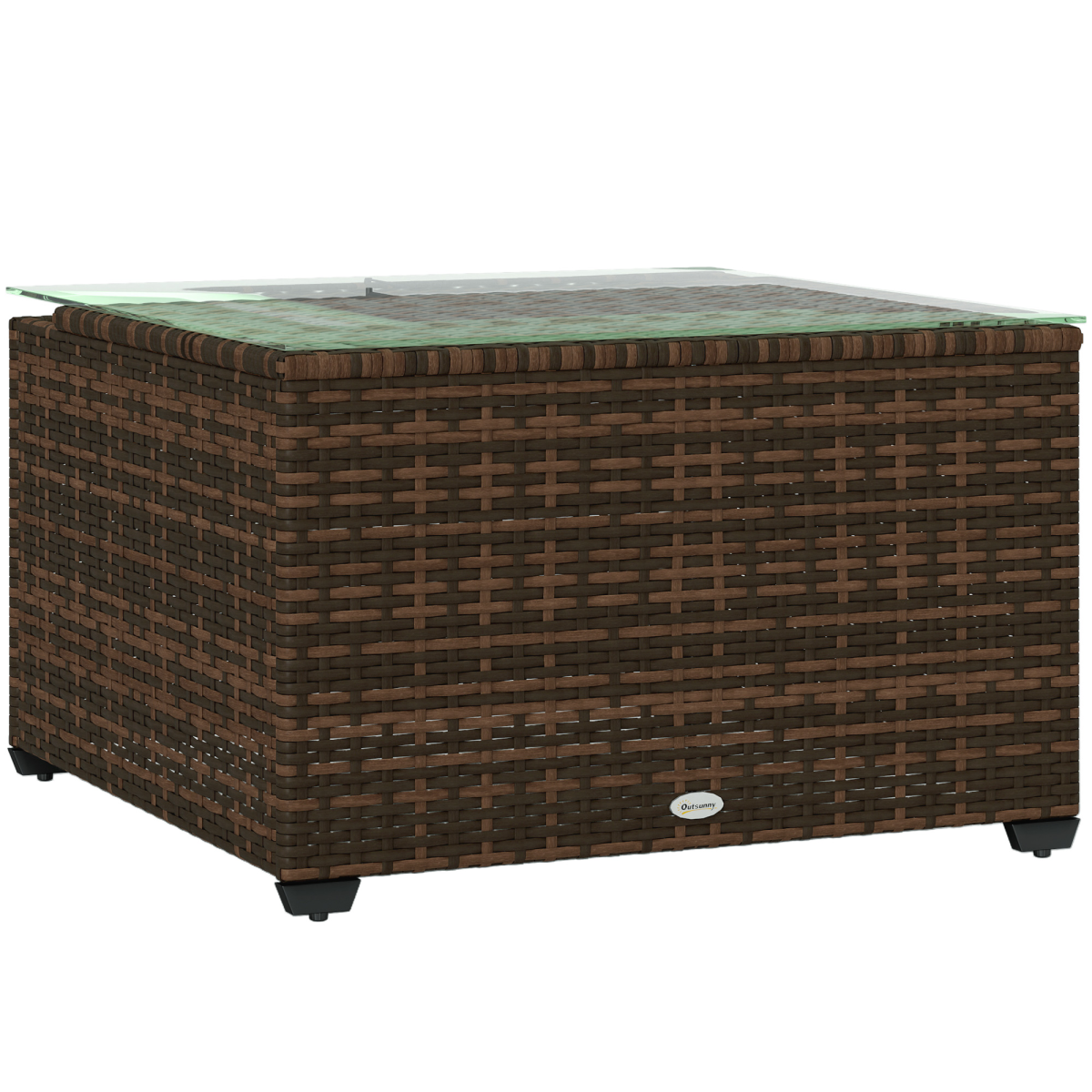 Esterno Outdoor Coffee Table with Glass Top, Rattan Side Table