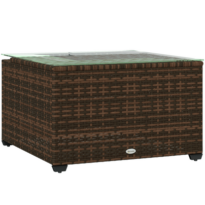 Esterno Outdoor Coffee Table with Glass Top, Rattan Side Table