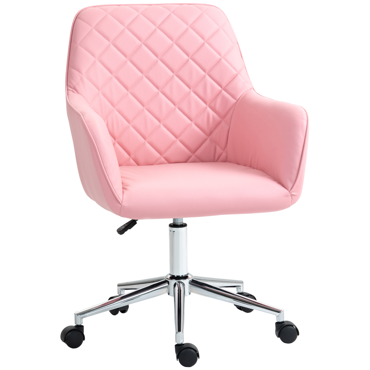 Luna Home Office Chair Leather-Feel Fabric Swivel Chair with Armrests Pink