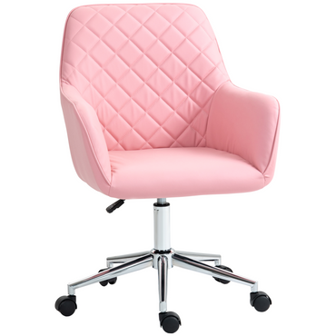 Luna Home Office Chair Leather-Feel Fabric Swivel Chair with Armrests Pink