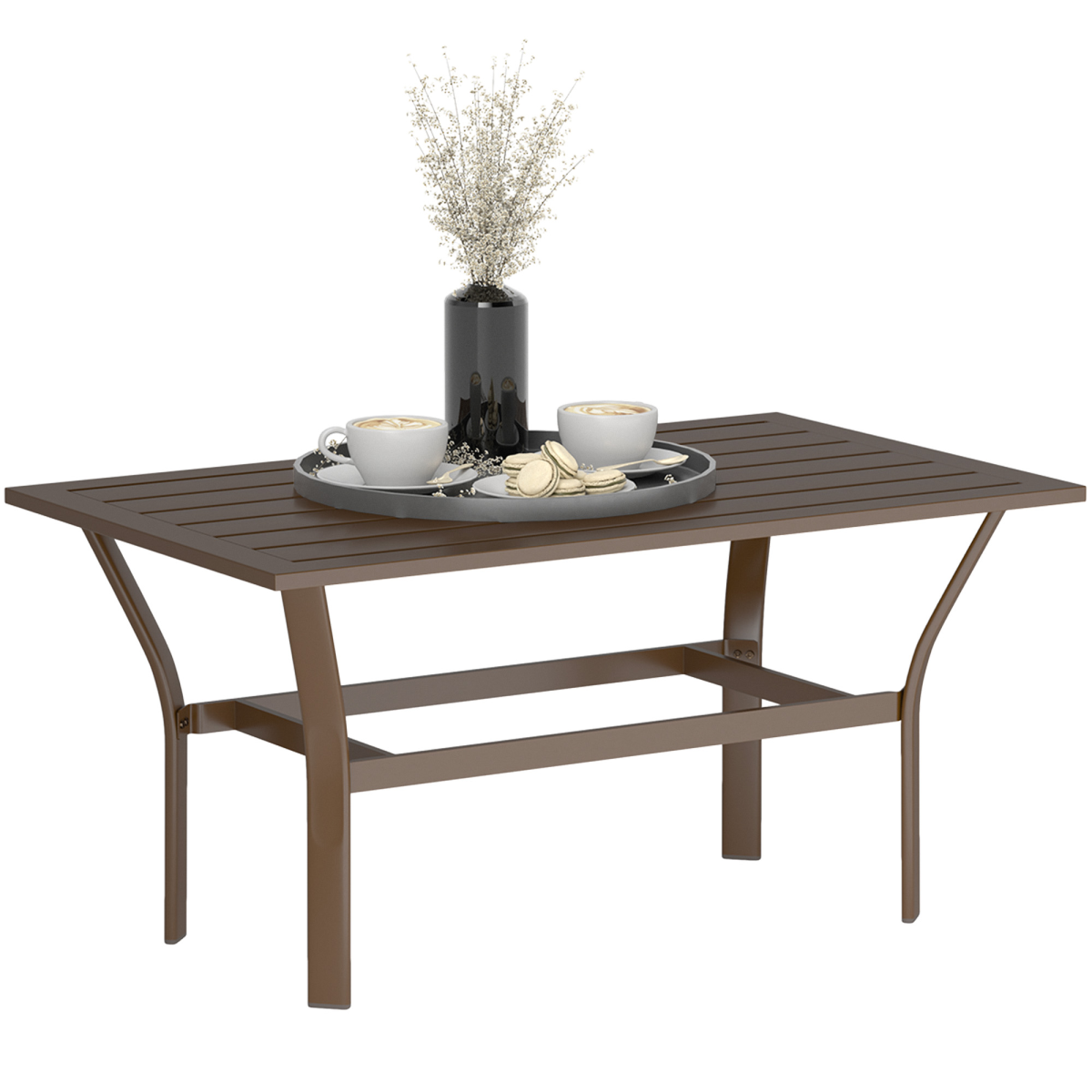 Esterno Metal Garden Coffee Table with Slatted Tabletop