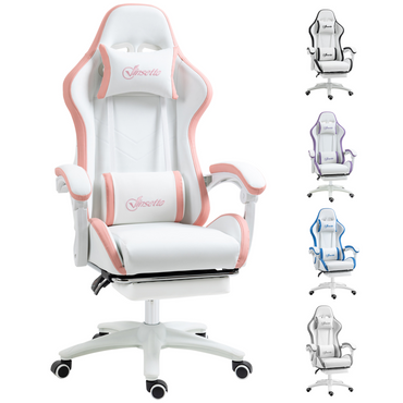 Luna Racing Style Gaming Chair with Reclining Function Footrest, Pink