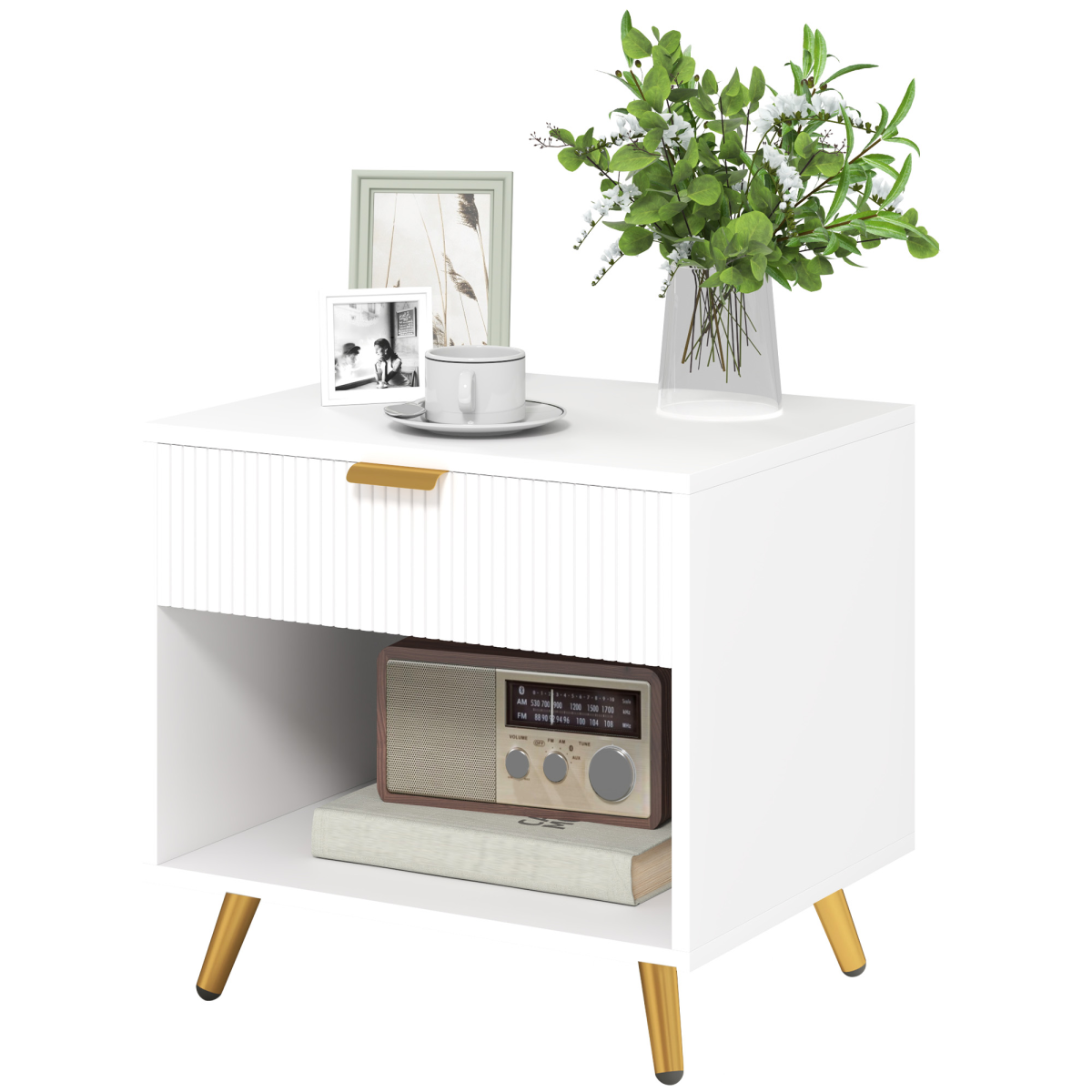 Aurora  Small Table With Drawer, Open Compartment and Handle