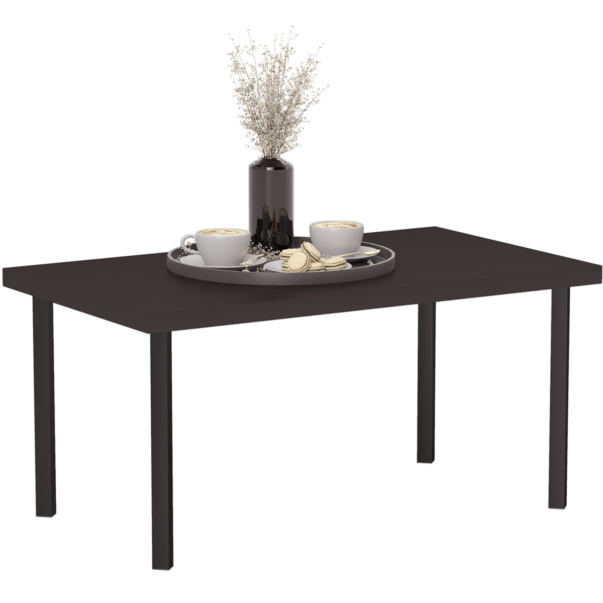 Esterno Metal Garden Coffee Table with Woodgrain Tabletop, Brown