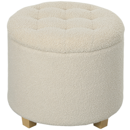Aurora 45cm Round Ottoman with Storage, Lid, Cashmere Footstool