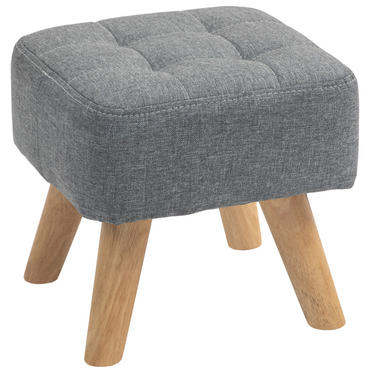 Aurora Modern Footstool, Fabric Foot Rest with Rubber Wood Legs