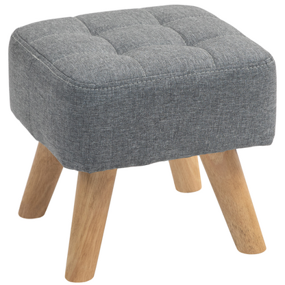 Aurora Modern Footstool, Fabric Foot Rest with Rubber Wood Legs
