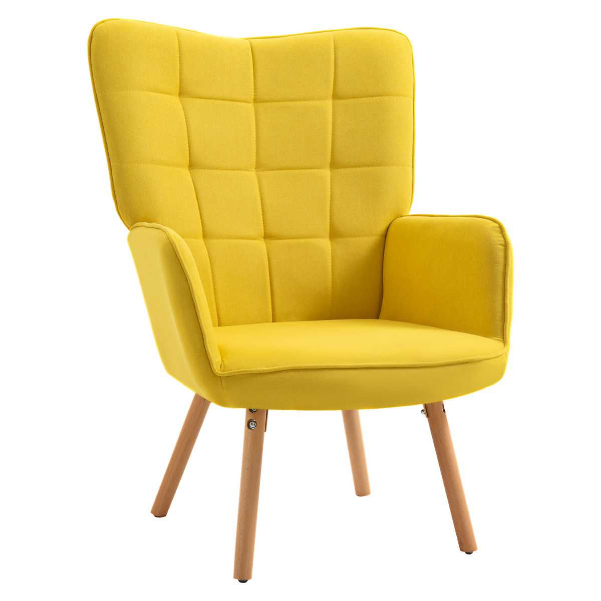 Aurora Modern Accent Chair Velvet-Touch Tufted Wingback Armchair, Yellow