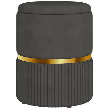Aurora Round Pouffe, Storage Footstool with Cushioned Top, Hidden Space