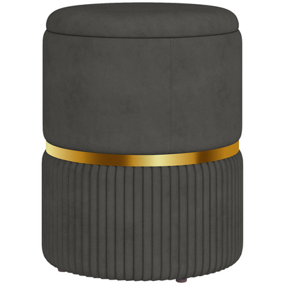 Aurora Round Pouffe, Storage Footstool with Cushioned Top, Hidden Space
