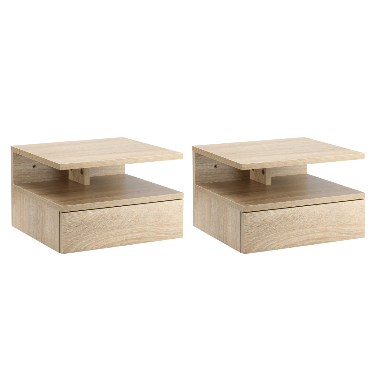 Aurora Nightstand Set of 2, Wall Mounted Bedside Cabinet