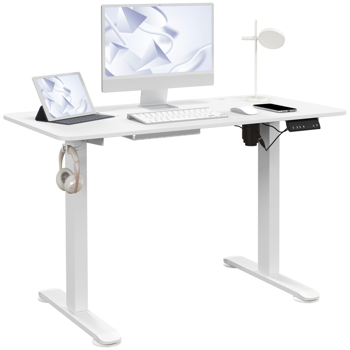 Luna Adjustable Desk, Electric Standing Desk for Home Office, White