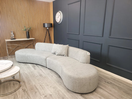 The Wave Large Silver Grey Boucle Premium Sofa Silver Grey Boucle Fabric