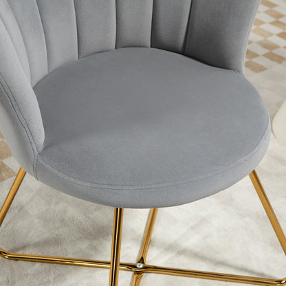Aurora Accent Chair, Velvet Armchair with Lotus Backrest, Steel Legs