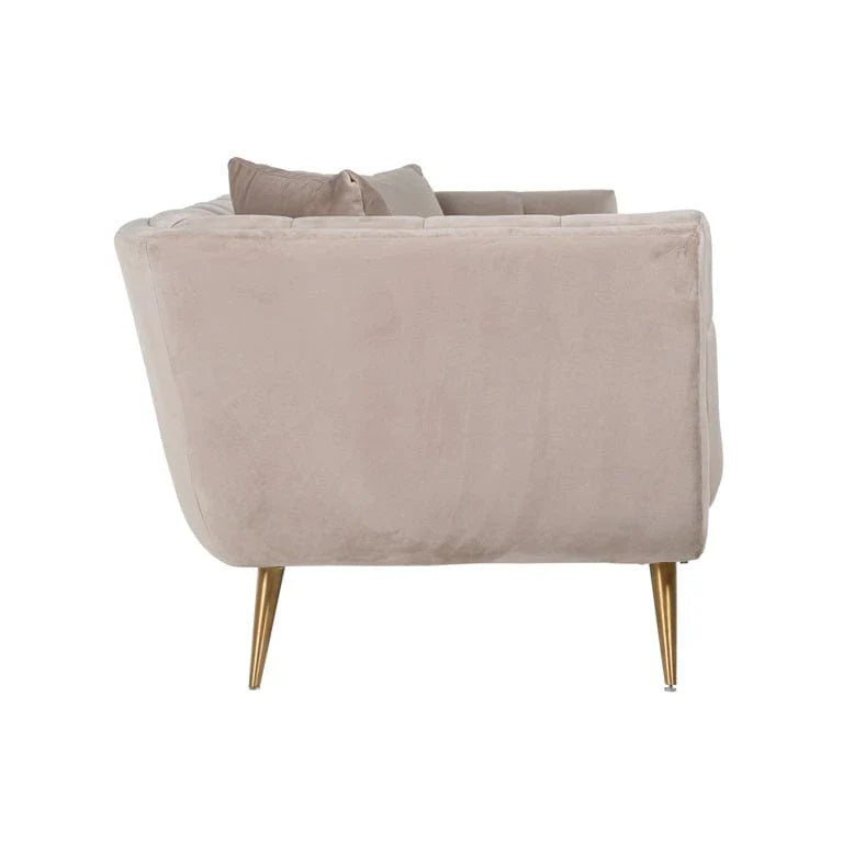 Richmond Interiors Khaki Velvet Sofa with Brushed Gold Legs