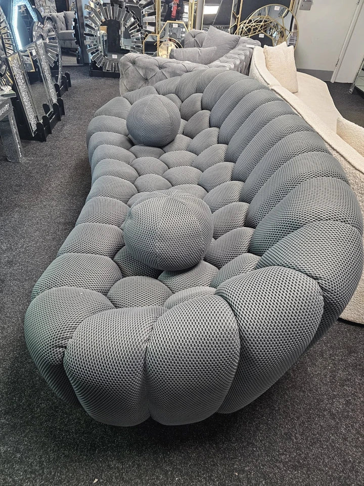 Bella Grey Bubble Cloud Boucle Velvet 3 Seater Sofa