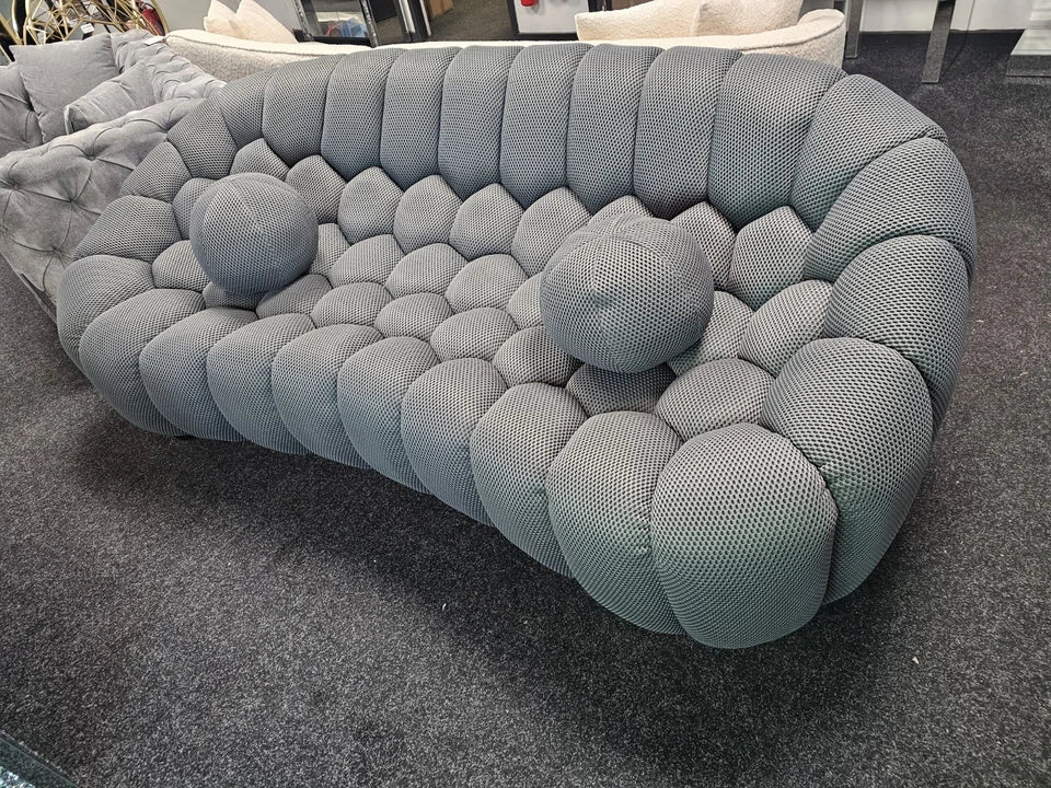 Bella Grey Bubble Cloud Boucle Velvet 3 Seater Sofa