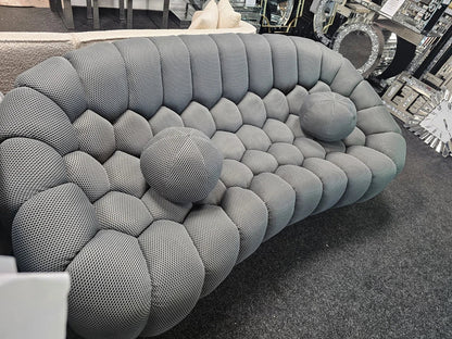 Bella Grey Bubble Cloud Boucle Velvet 3 Seater Sofa