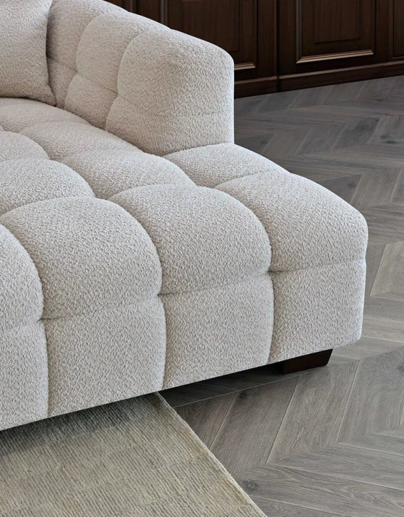 The Bubble Ivory White Boucle Fabric Right Hand Corner Tribeca Sofa