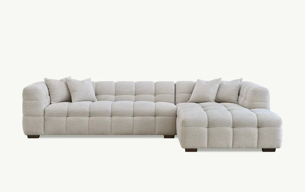 The Bubble Ivory White Boucle Fabric Left Hand Corner Tribeca Sofa