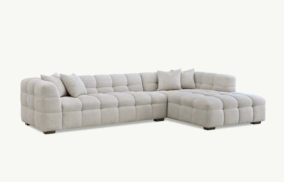 The Bubble Ivory White Boucle Fabric Right Hand Corner Tribeca Sofa