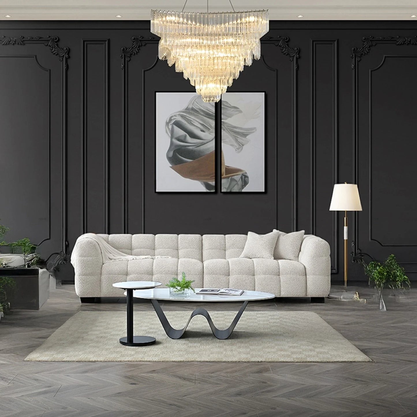 The Bubble Tribeca Ivory White Boucle 3 Seater Premium Sofa Boucle Fabric