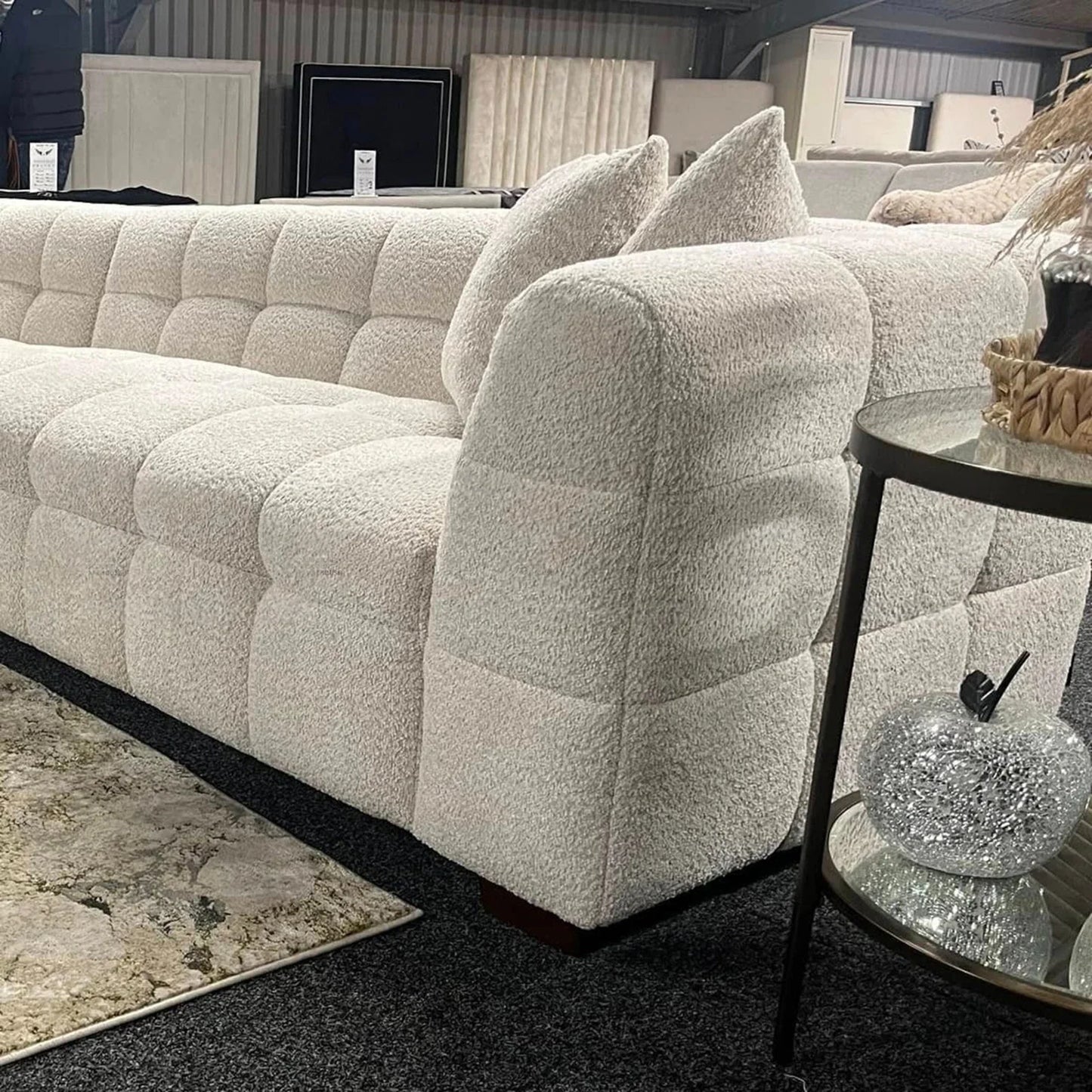 The Bubble Tribeca Ivory White Boucle 4 Seater Premium Sofa Boucle Fabric