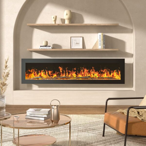 Living Room Electric Heater - Wall Mounted - 9 Colour LED Flame Effect - With Remote Control - Image 4