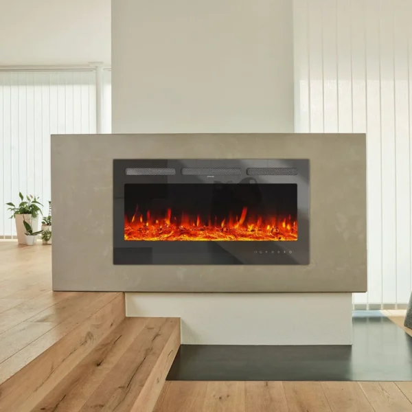 Wall-Mounted Electric Fireplace - Inset Fireplaces - 9 LED Flame Colours