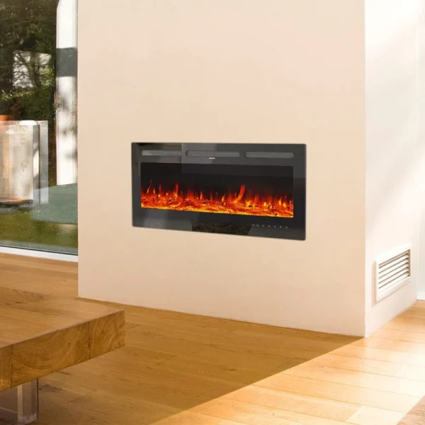 Wall-Mounted Electric Fireplace - Inset Fireplaces - 9 LED Flame Colours - Image 2